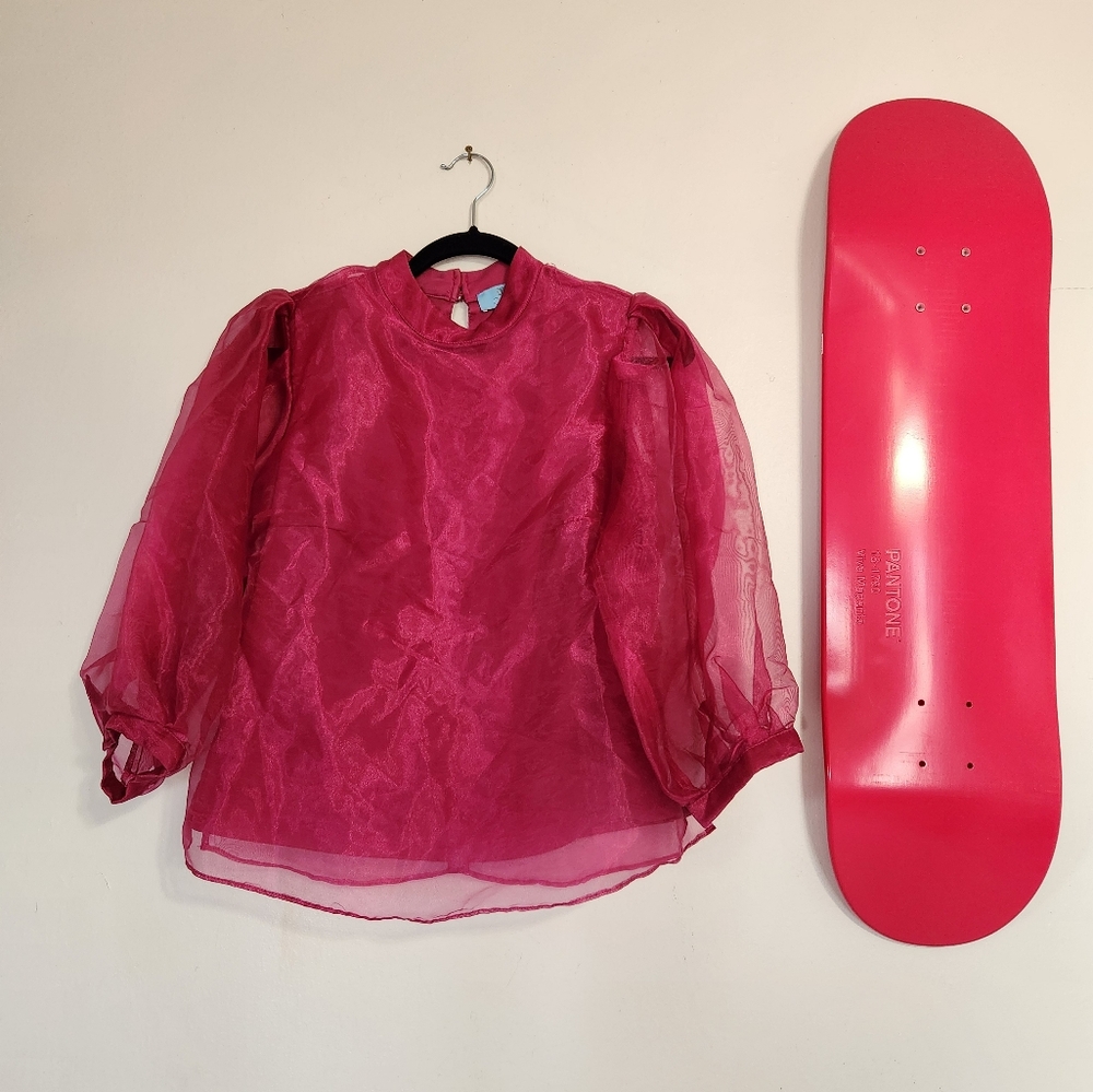 Vibrant Pink Sheer Blouse